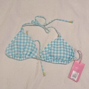 NWT Stoney Clover Lane for Target Blue and White Check Bikini Top Size XL